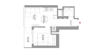 Apartment floor plan, 1 bedroom in SOBHA ORBIS No. 11029