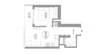 Apartment floor plan, 1 bedroom in SOBHA ORBIS No. 11030
