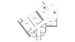 Apartment floor plan, 2 bedrooms in SOBHA ORBIS No. 11032