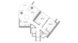 Apartment floor plan, 2 bedrooms in SOBHA ORBIS No. 11031