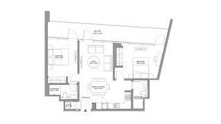 Apartment floor plan, 2 bedrooms in SOBHA ORBIS No. 11033